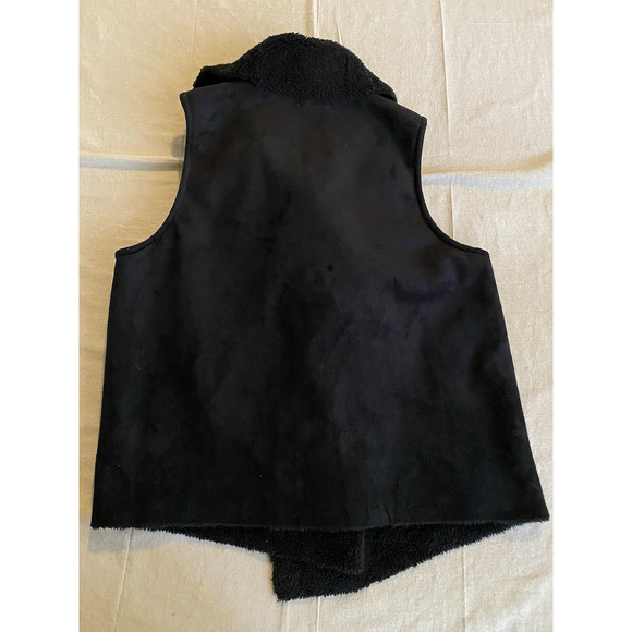 Chaps Vest Womens XL Extra-Large Black Faux Suede w Faux Sherpa Lined Vest - Picture 3 of 9